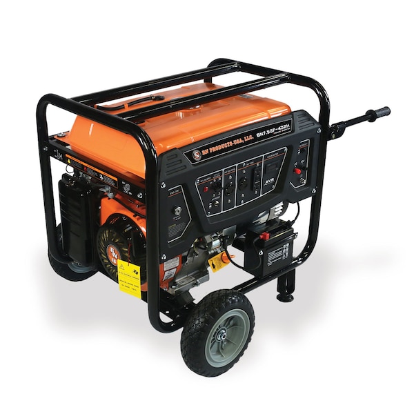 Bn Products Usa Portable Generator, Gasoline, 7,500 W Rated, 8,000 W Surge, Electric Start, 120V/240V AC/12V DC BNG7500